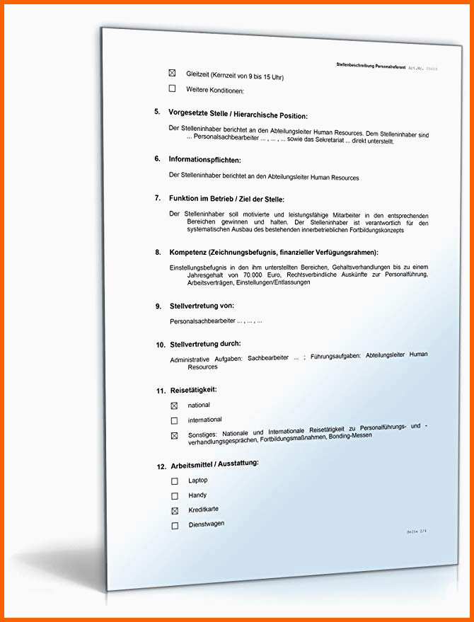 16 stellenbeschreibung vorlage word