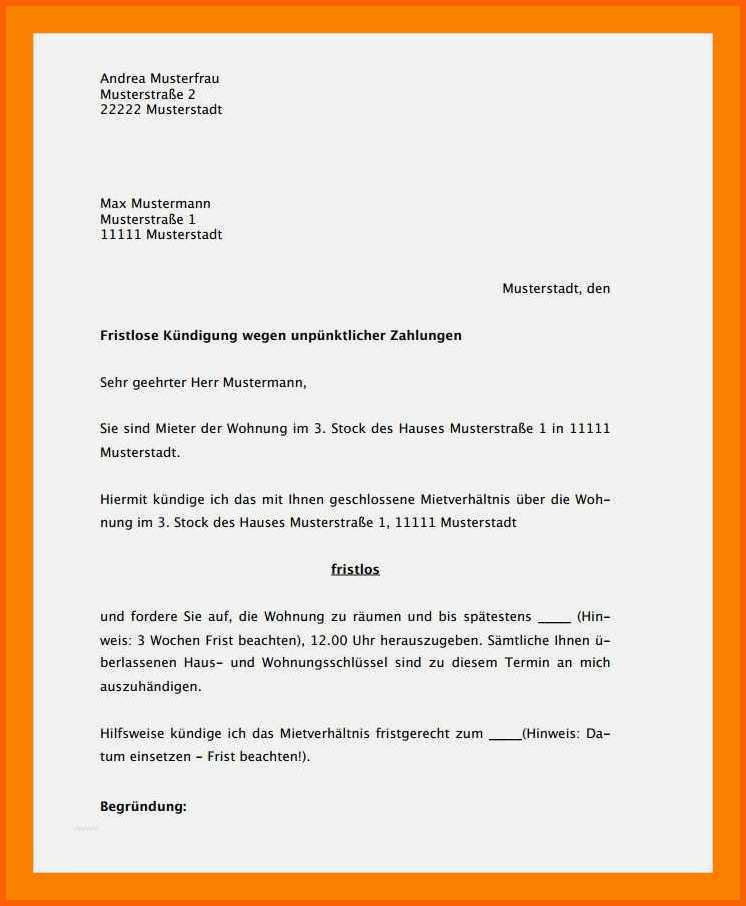 Spektakulär 20 Mietkündigung Vorlage