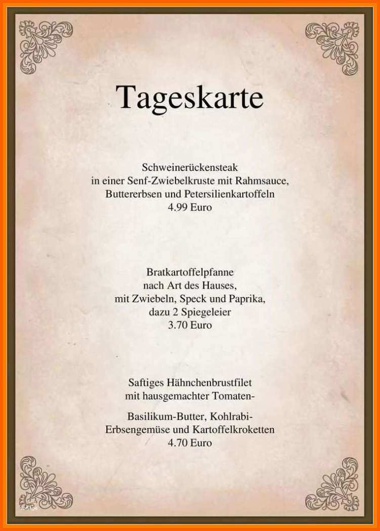 Spektakulär 20 Speisekarte Word Vorlage