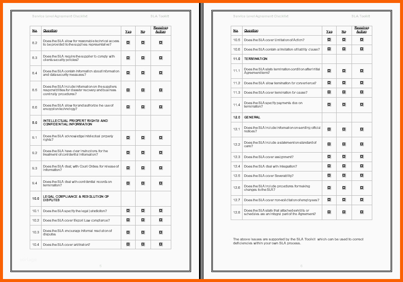 Spektakulär 6 Service Level Agreement Template