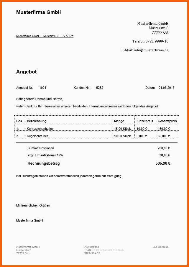 Spektakulär Angebot Englisch Vorlage Angebotsschreiben Muster Angebot