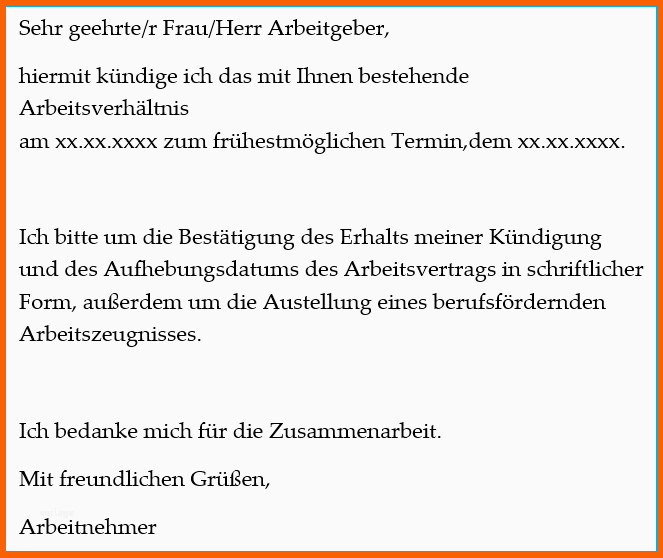 Spektakulär Arbeitnehmerkündigung Vorlage Fristen Ansprüche