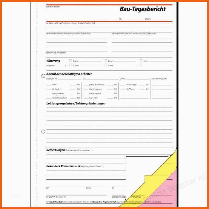Spektakulär Bau Tagesbericht Vorlage Vorlagen Frei Gestalten
