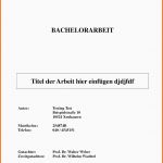 Spektakulär Das Deckblatt Der Bachelorarbeit Abschlussarbeiten
