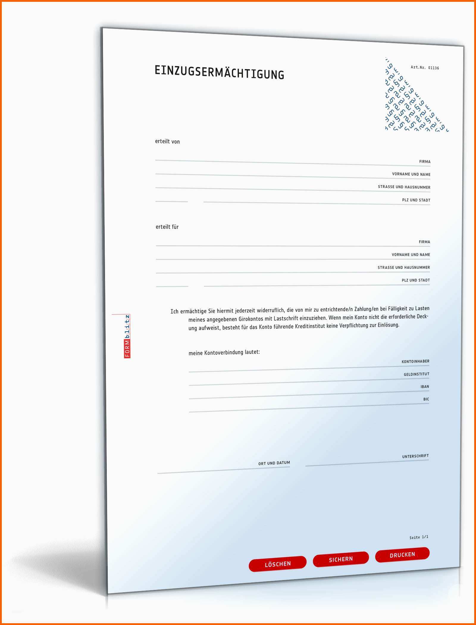 Spektakulär Einzugsermächtigung formlos Muster Vorlage Zum Download