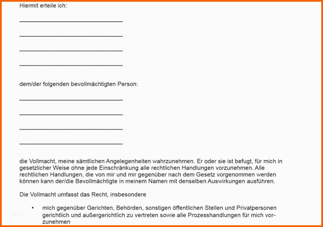 Spektakulär Generalvollmacht Vorlage Vollmachtmuster