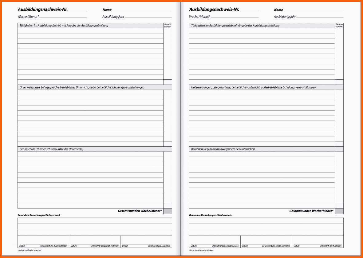 Spektakulär Inspirierende Berichtsheft Vorlage Ihk Download