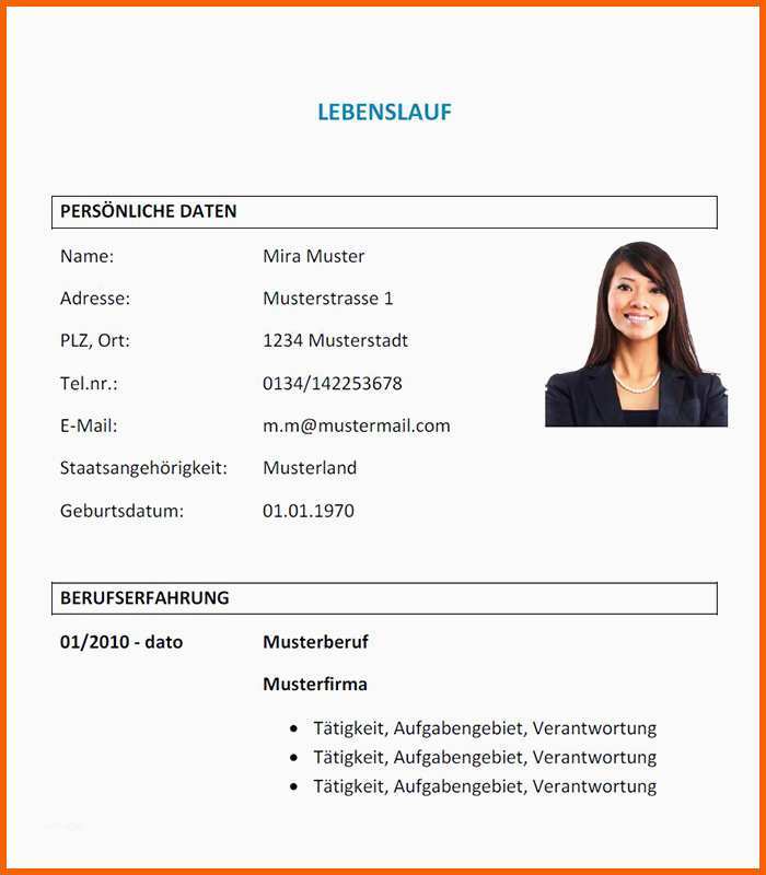 Spektakulär Lebenslauf Vorlage Zum Download