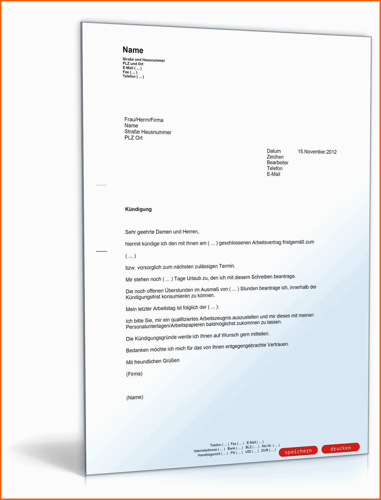Spektakulär ordentliche Kündigung An Einen Arbeitgeber Muster