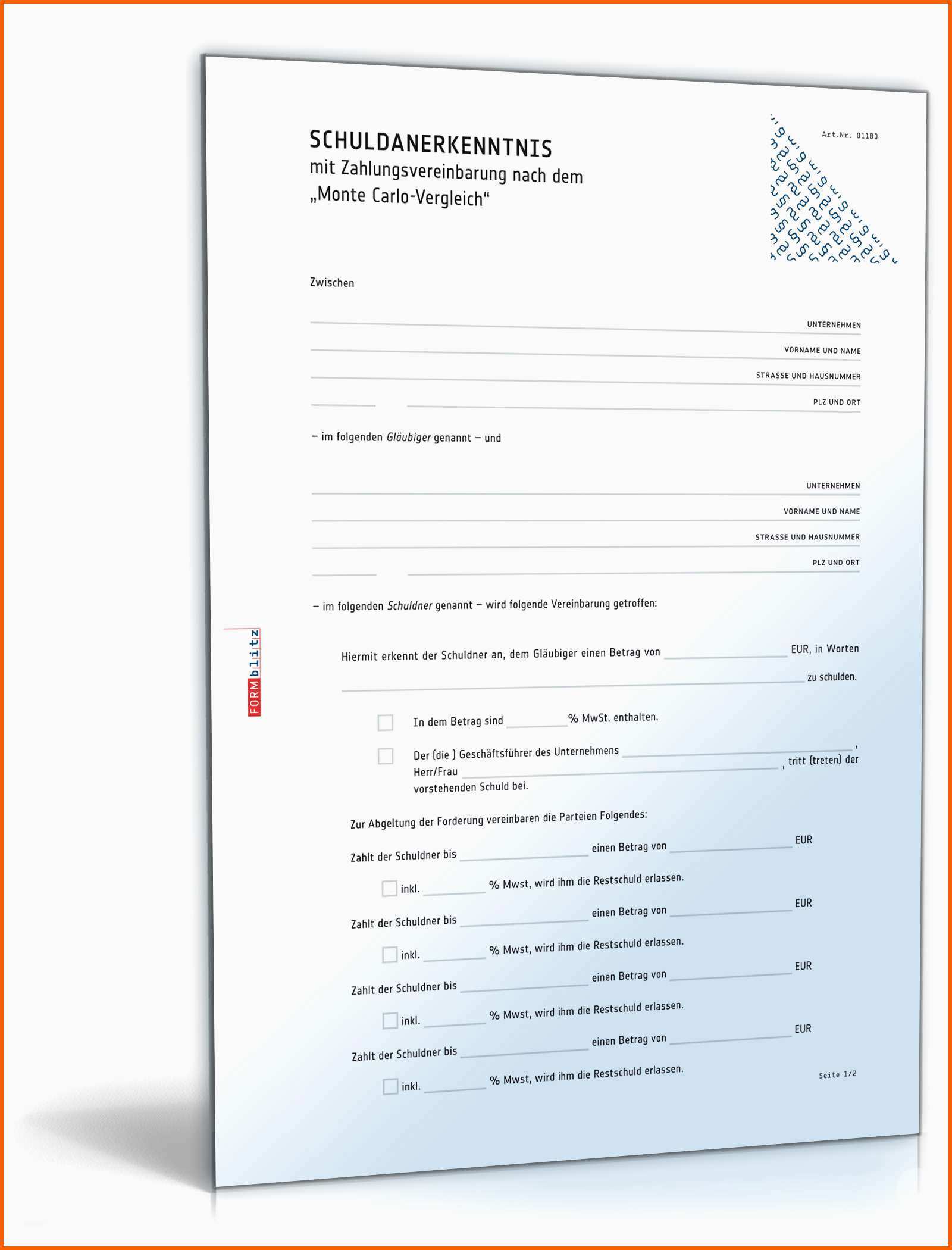 Spektakulär Schuldanerkenntnis Mit Zahlungsvereinbarung