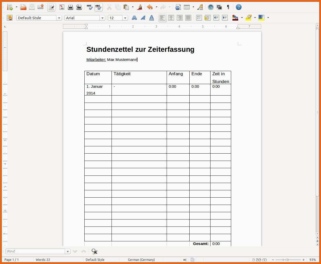 Spektakulär Stundenzettel Excel Vorlage Kostenlos 2017 Angenehm 10