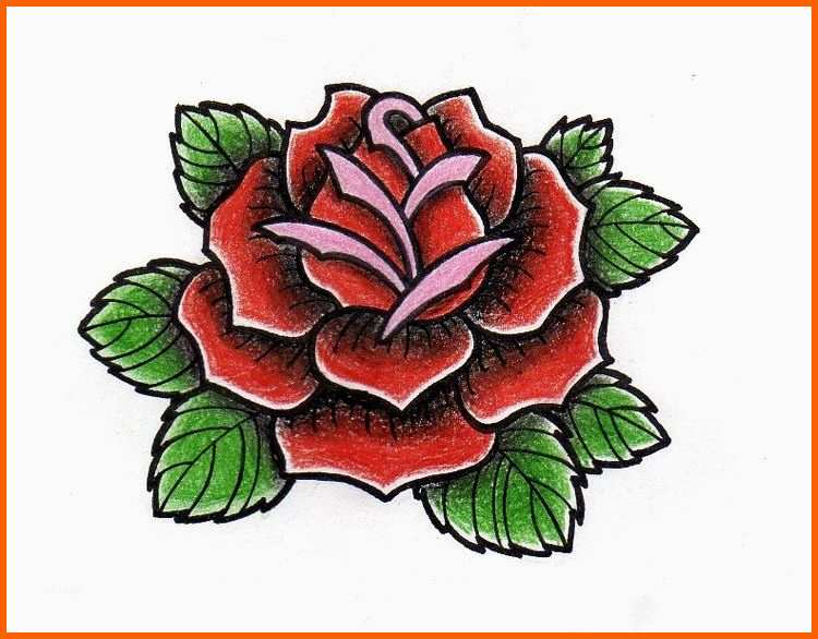 Spektakulär Tattoo Vorlage Im Old School Stil Rose