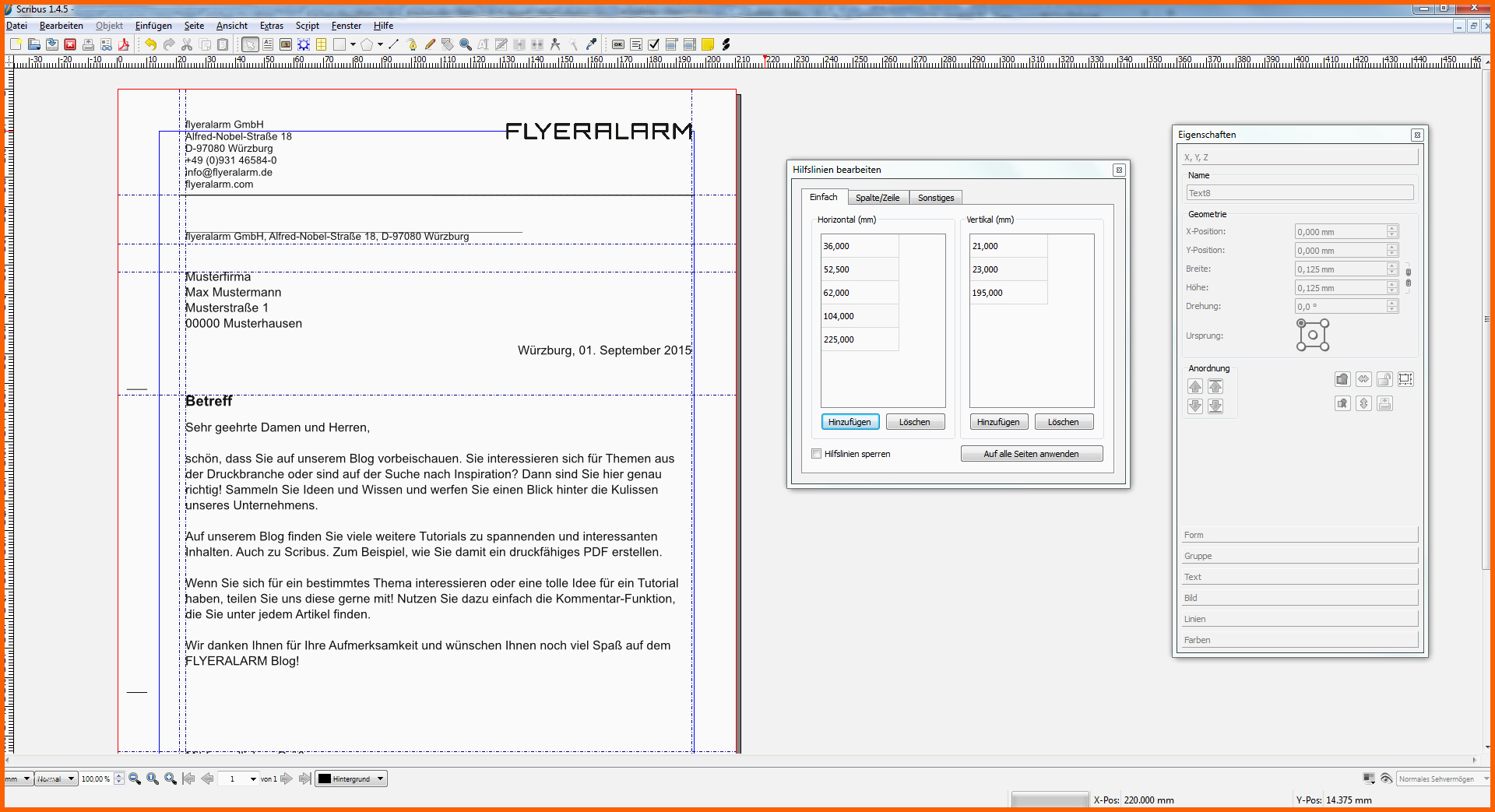 tutorial einen geschaeftsbrief mit scribus 1 4 5 erstellen