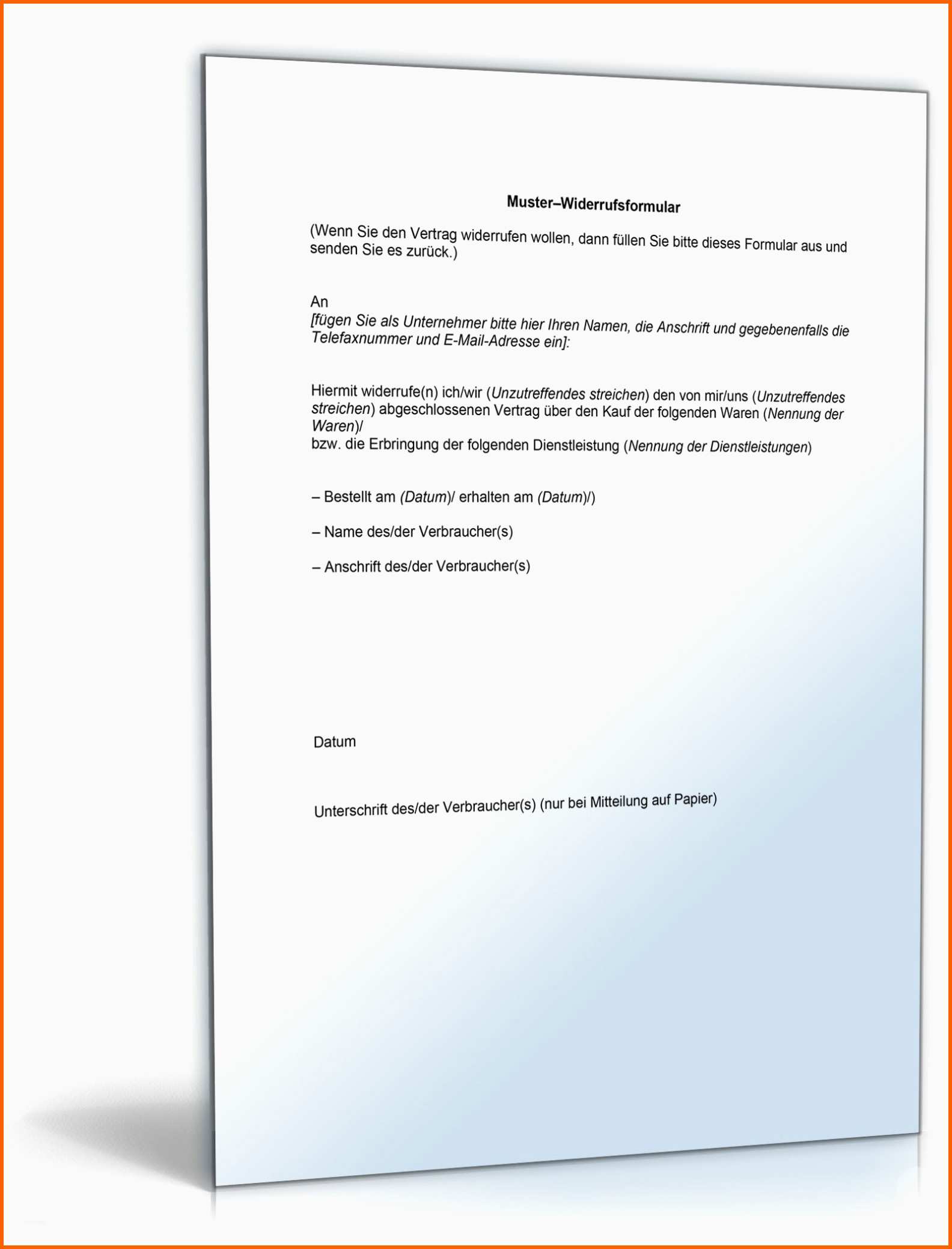 widerrufsformular muster