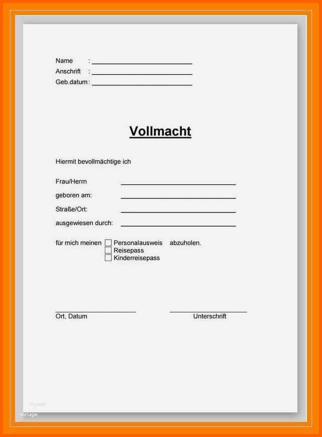 Spezialisiert 17 Vollmacht Vorlage Word