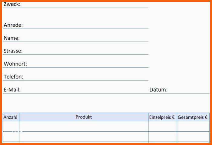 Spezialisiert Bestellformular Vorlage Download