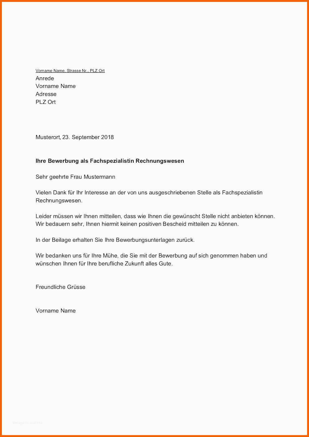 Spezialisiert Bewerbungsabsage Vorlage Am Besten Absage Bewerbung