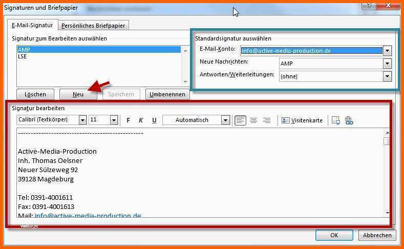 Spezialisiert E Mail Signatur Vorlage Privat Gut Adresse Outlook