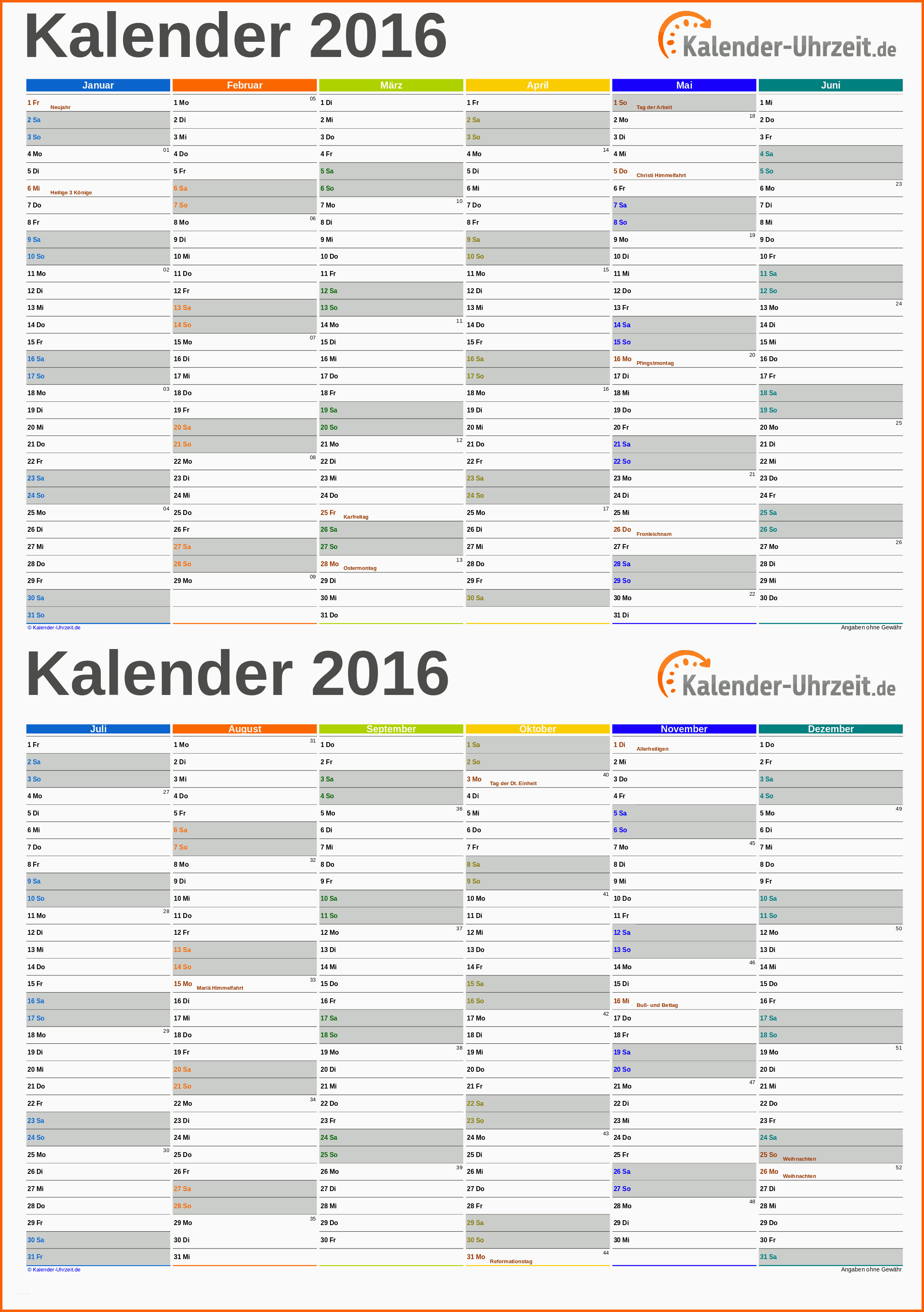 Spezialisiert Excel Kalender 2016 Kostenlos