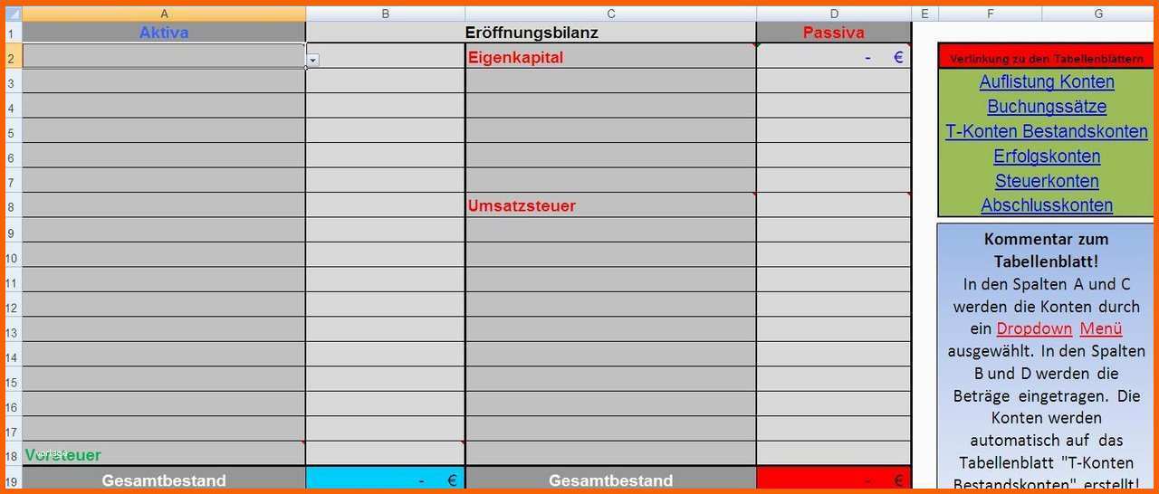 Spezialisiert Exceltool "doppelte Buchführung" Für Buchhaltungs Übungen