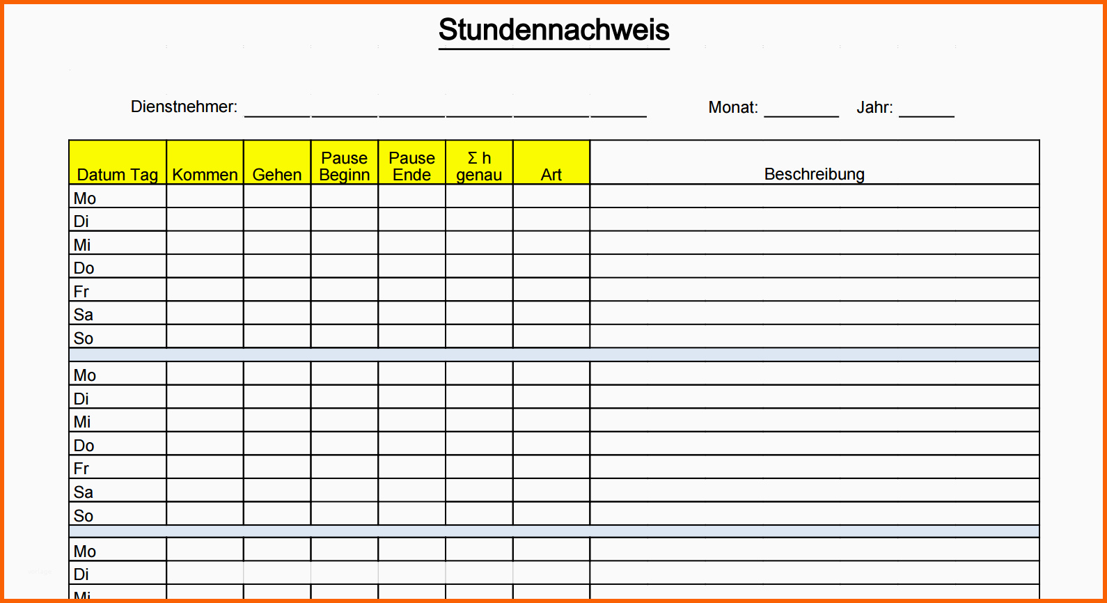 Spezialisiert Pdf Und Excel Vorlage Für Ihre Zeiterfassung Timr