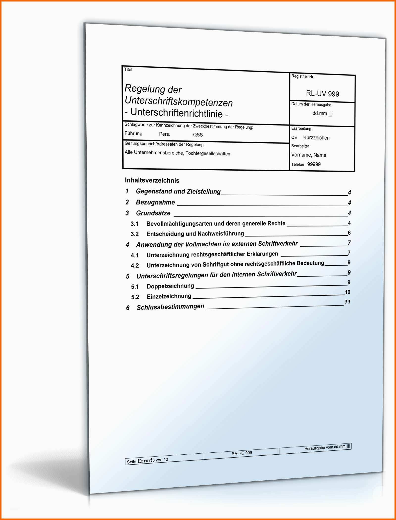 Spezialisiert Regelung Der Unterschriftskompetenzen Vorlage Zum Download