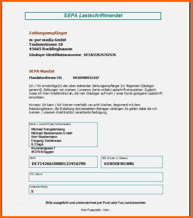 Spezialisiert Sepa Lastschriftmandat Vorlage Sparkasse Luxus Faktura