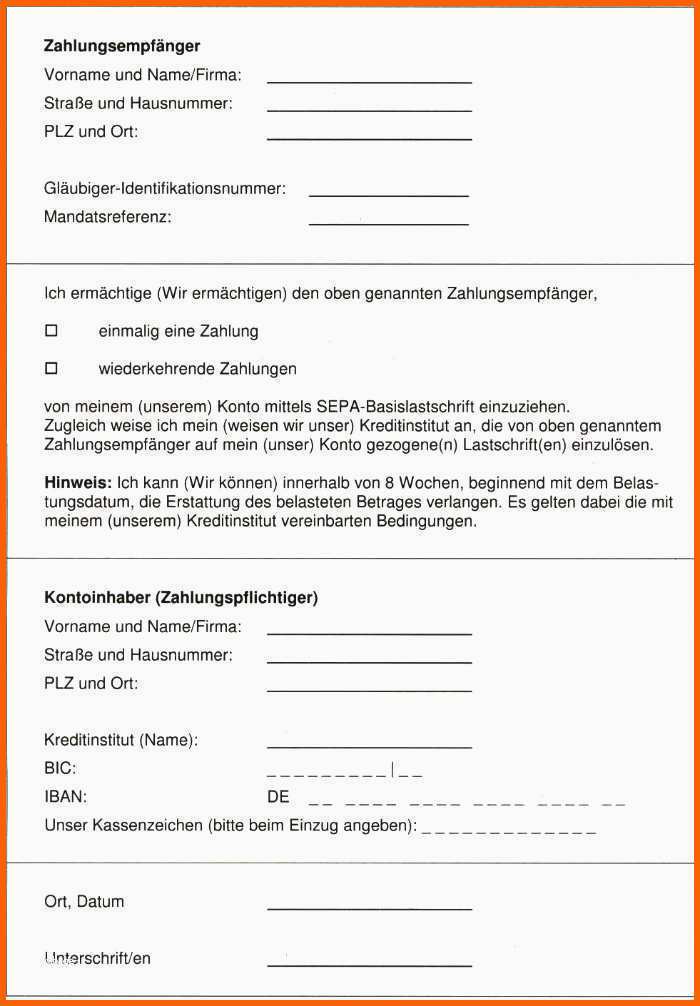 Spezialisiert Sepa Lastschriftmandat Vorlage Sparkasse Schönste