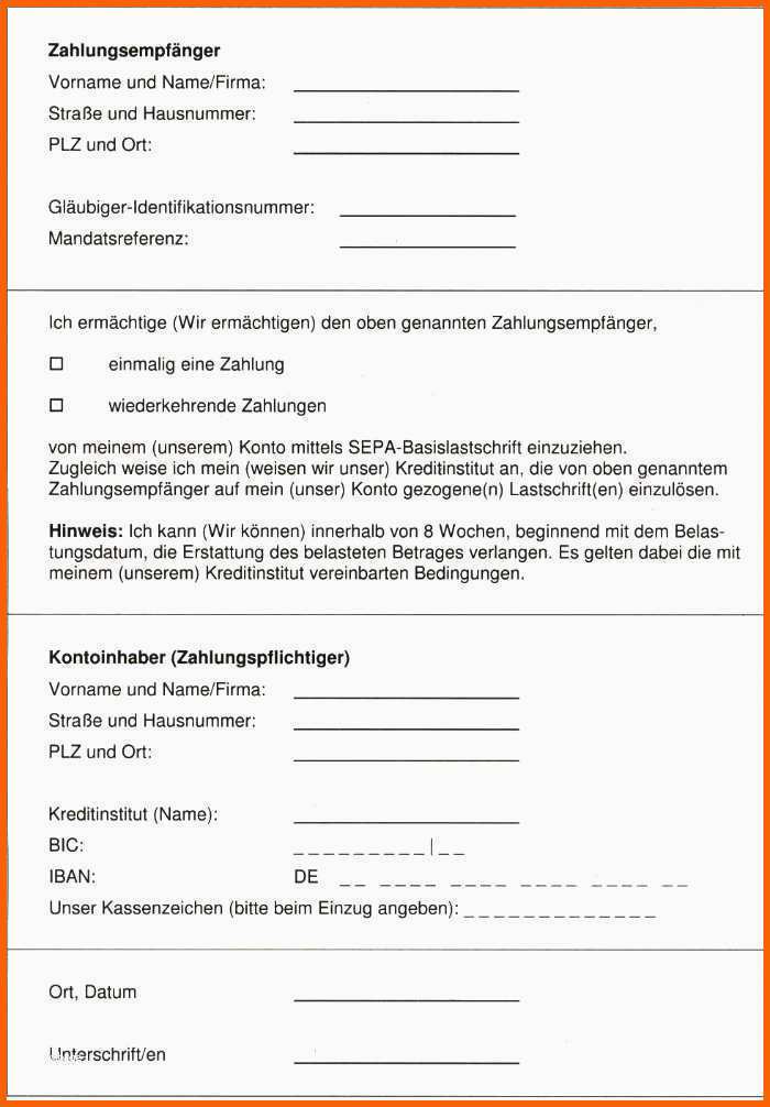 Spezialisiert Sepa Lastschriftmandat Vorlage Sparkasse Schönste