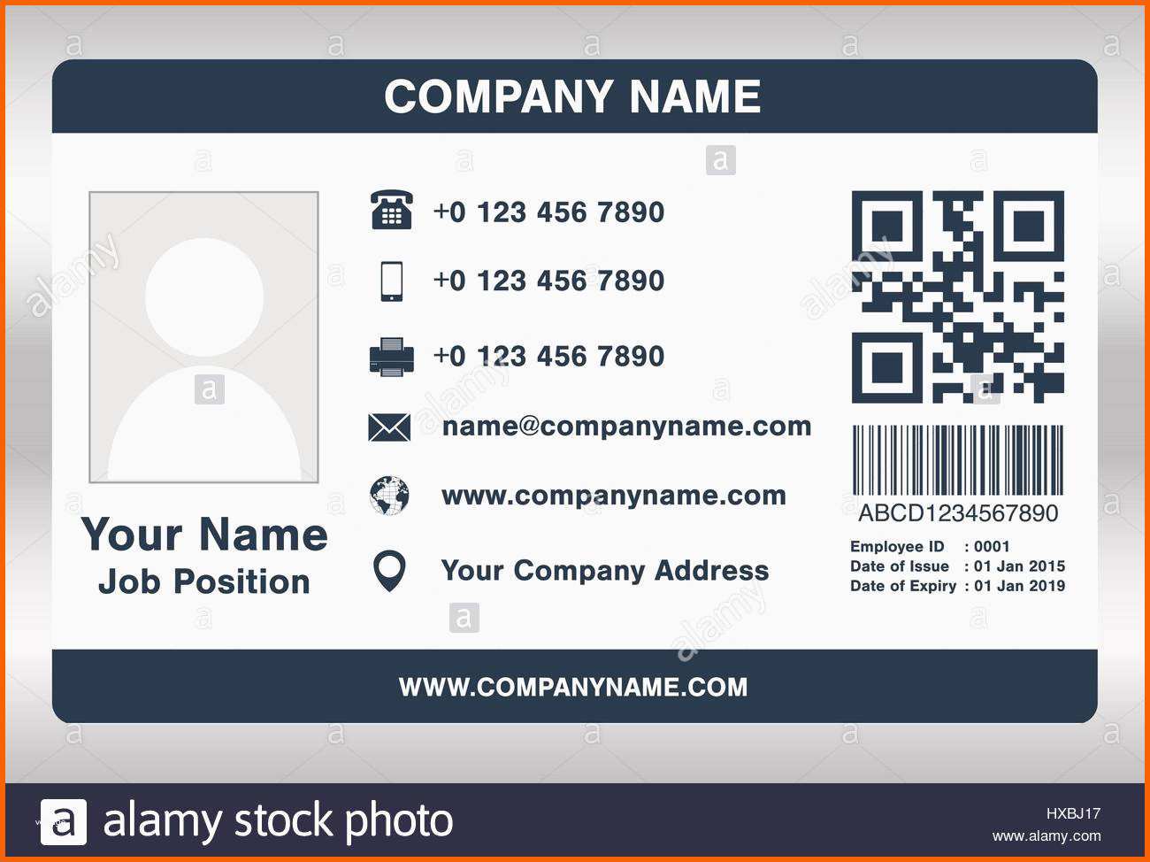 Spezialisiert Simple Blue Employee Id Card Template Vector Stock Vector