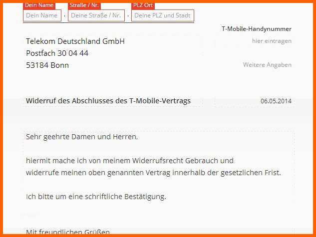 Spezialisiert T Mobile Kündigung Vorlage Download