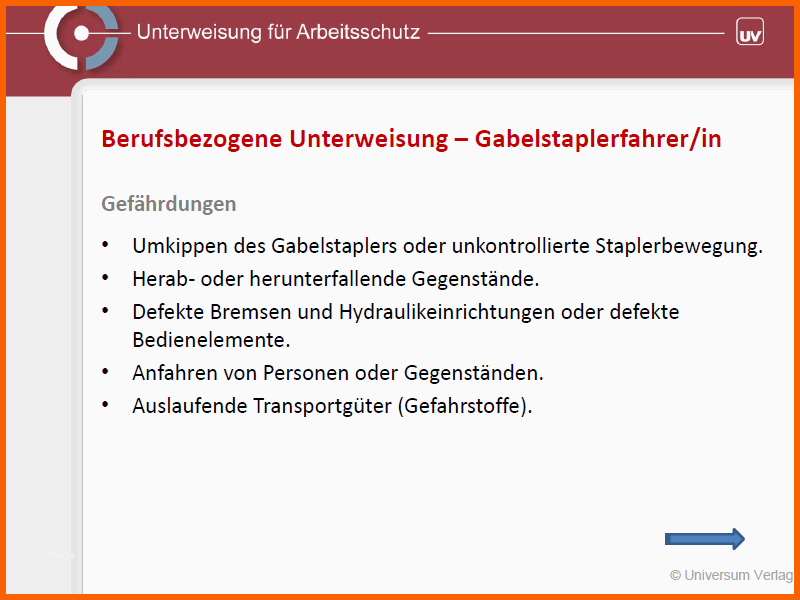 unterweisung staplerfahrer vorlage