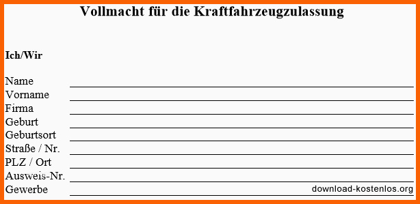 Spezialisiert Vollmacht Vorlage Für Zulassungsstelle Kostenlos