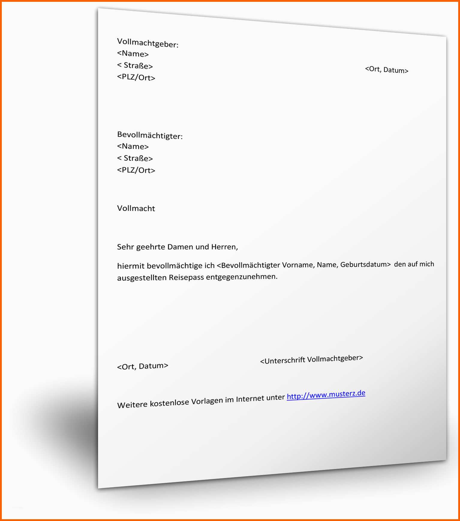 Spezialisiert Vollmacht Zur Abholung Eines Reisepasses
