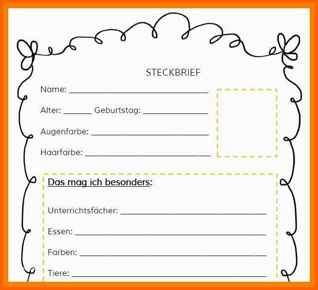 Steckbrief Vorlage Word