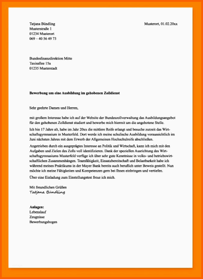 Tolle 11 Anschreiben Bewerbung Finanzamt