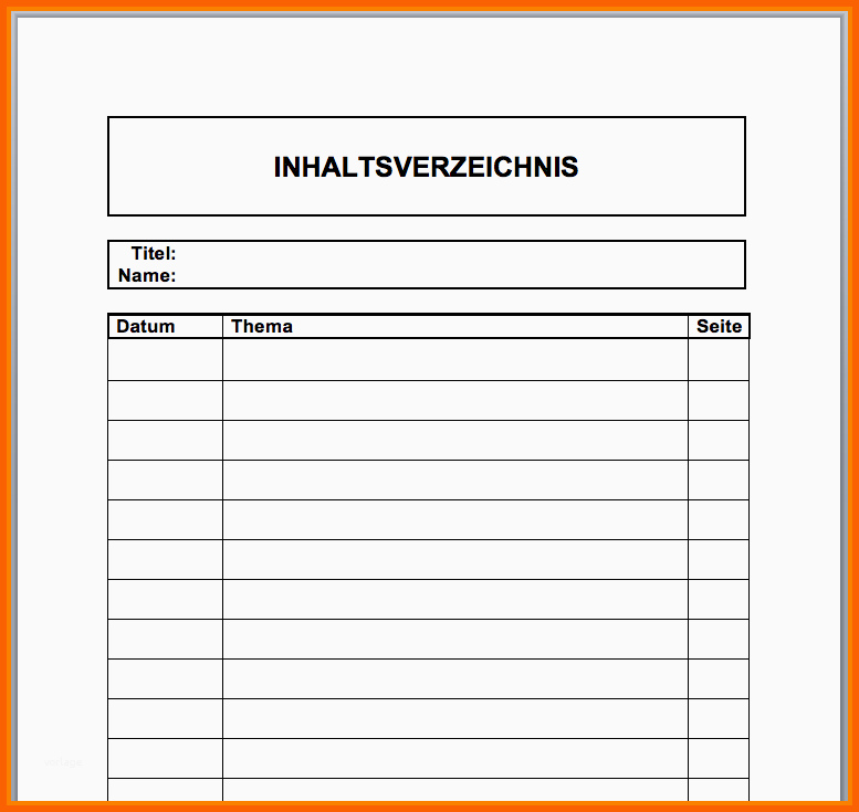 Tolle 11 Inhaltsverzeichnis Vorlage Schule - Kostenlos Vorlagen | #553
