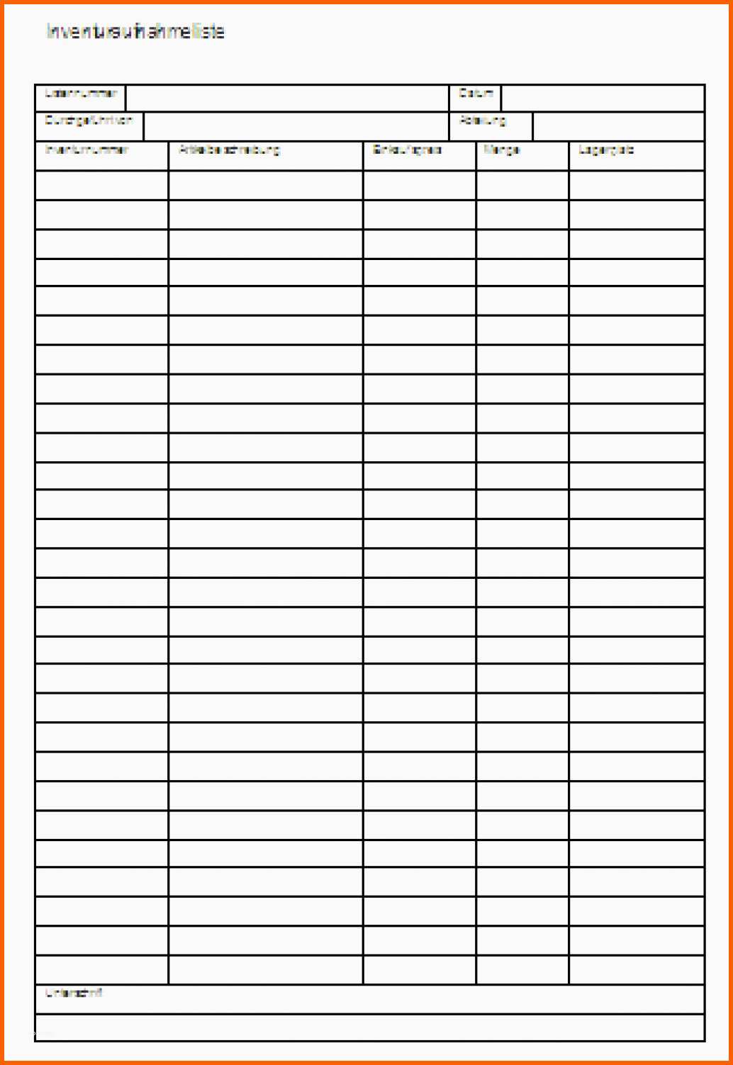 Tolle 15 Inventarliste Vorlage Muster