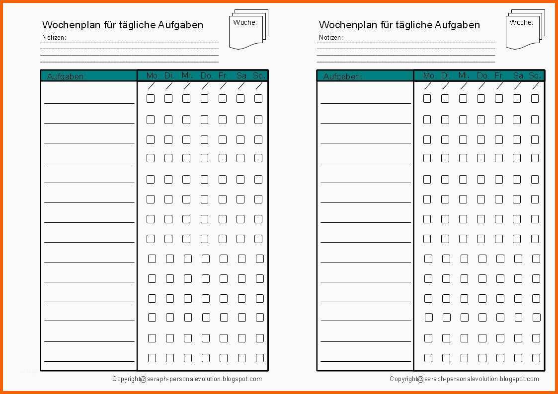 Tolle 15 Wochenplan Vorlage Haushalt