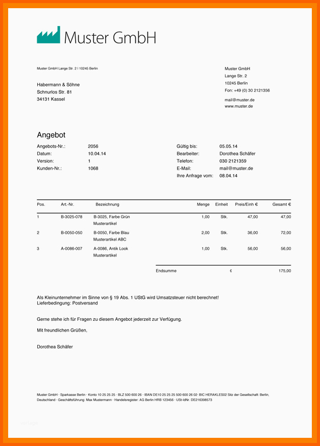 Tolle 8 Angebot Vorlage Word