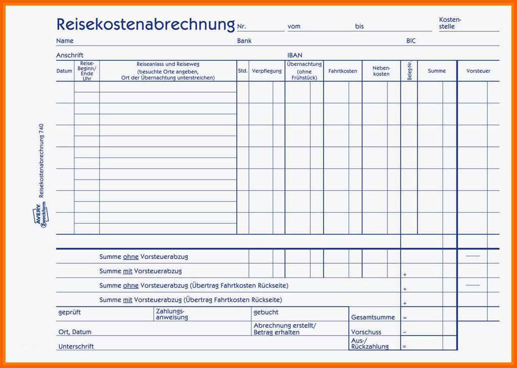 Tolle 9 Reisekostenabrechnung formular Excel