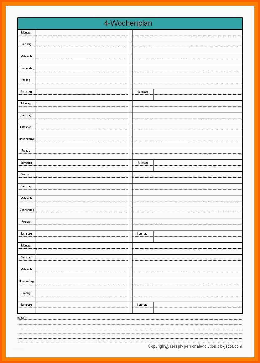 Tolle 9 Wochenplaner Vorlage Pdf
