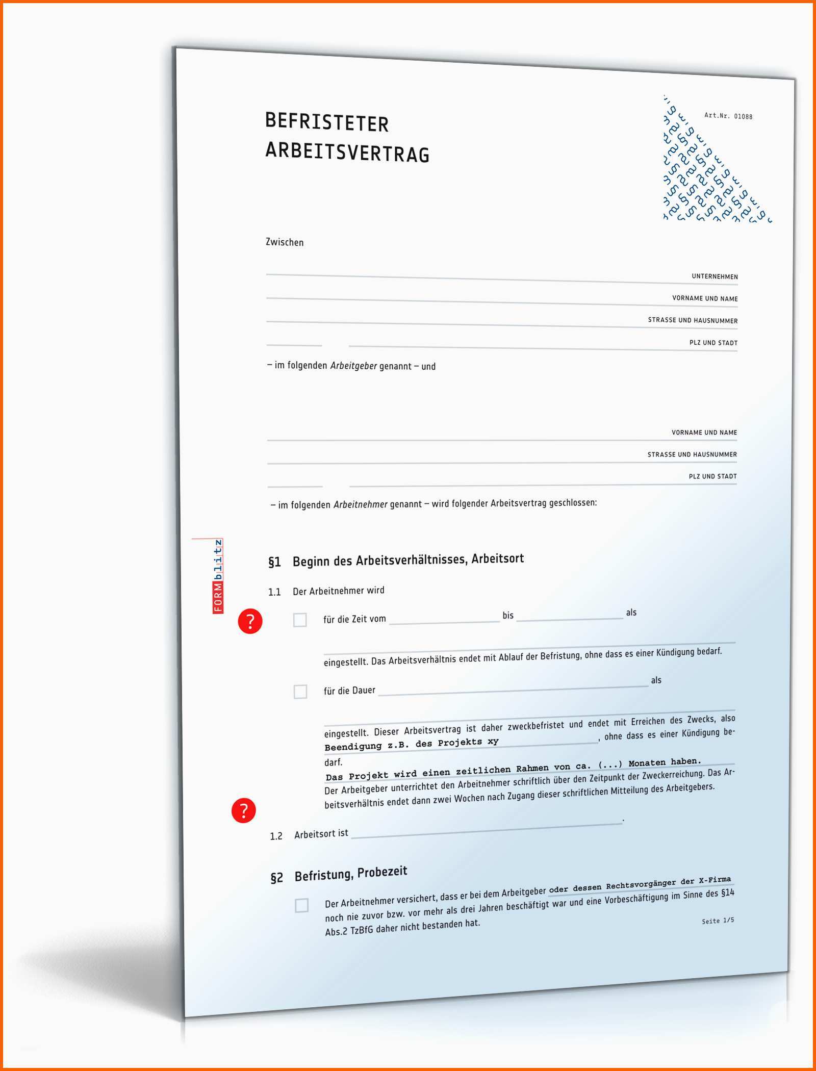 Tolle Befristeter Arbeitsvertrag
