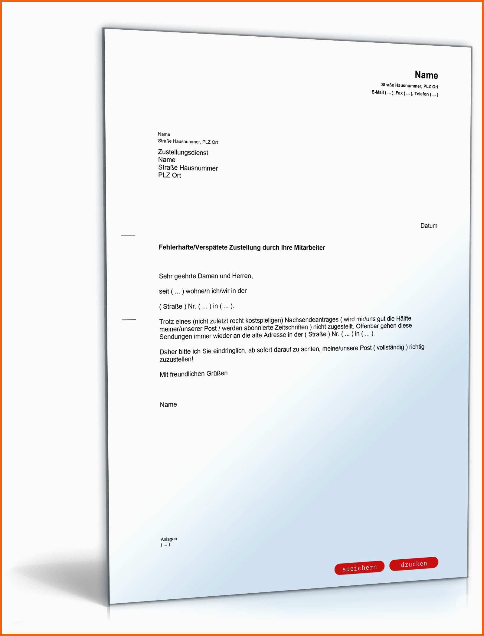 Tolle Beschwerde Fehlerhafte Postzustellung Muster Vorlage Zum