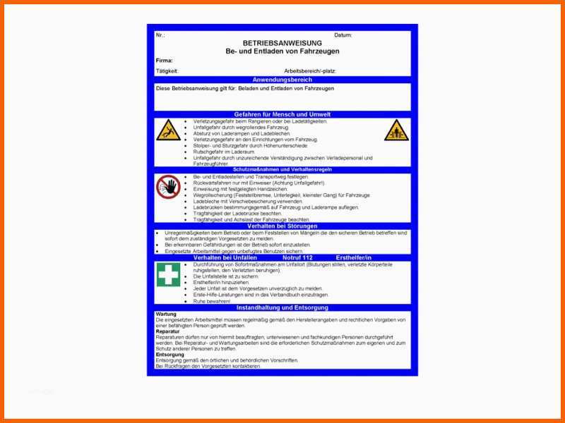 Tolle Betriebsanweisung Word Vorlage – Wordde