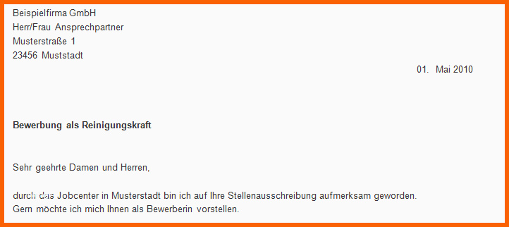 Tolle Bewerbung Als Reinigungskraft Design