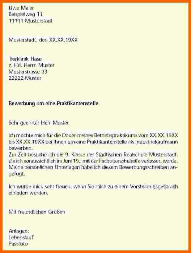 Tolle Bewerbung Praktikum 8 Klasse Vorlage Bewerbungsschreiben