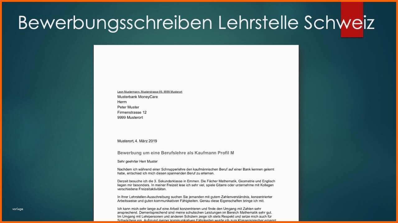 Tolle Bewerbungsschreiben Lehrstelle Vorlage