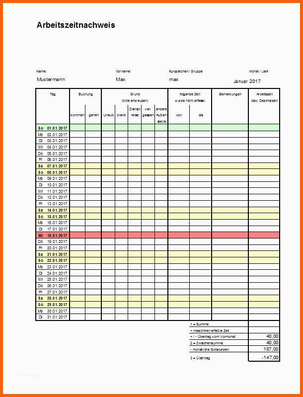 Tolle Datev Vorlage Zur Dokumentation Der Täglichen Arbeitszeit