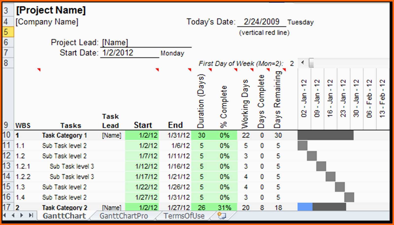 Tolle Gantt Chart Excel Vorlage Excel Spreadsheet Gantt Chart